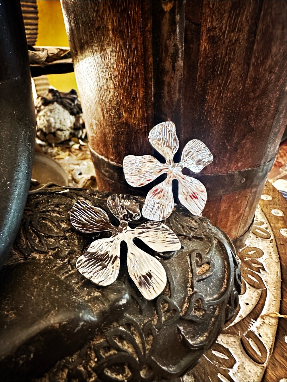 Tropical Silver Flower Earrings, Posts